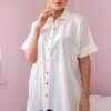 Cotton ecru shirt with short sleeves