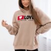 Cotton insulated hooded sweatshirt dark beige