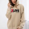 Cotton insulated hooded sweatshirt light beige