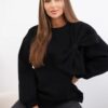Cotton insulated sweatshirt with a large bow in black color