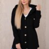 Cotton insulated sweatshirt with decorative buttons black
