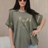Cotton khaki blouse plus size
