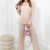 Cotton set Sweatshirt + Wide leg trousers light beige