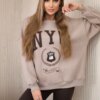 Cotton set insulated sweatshirt + leggings light beige