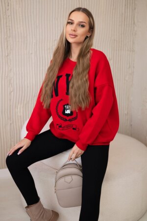 Cotton set insulated sweatshirt + leggings red