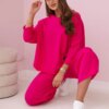 Cotton set of sweatshirt and pants fuchsia color