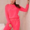 Cotton set with decorative press studs Pink Neon