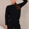 Cotton set with decorative press studs in black color