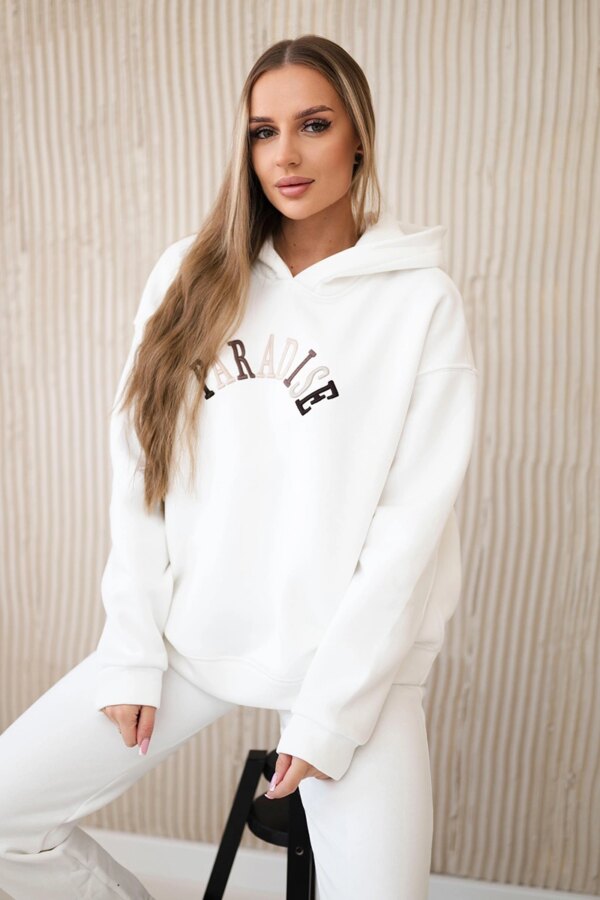 Cotton set with embroidered Paradise ecru inscription
