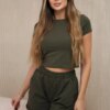 Cotton set with khaki shorts