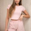 Cotton set with shorts dark powder pink