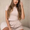 Cotton set with shorts in beige color