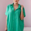 Cotton shirt with short sleeves of green color