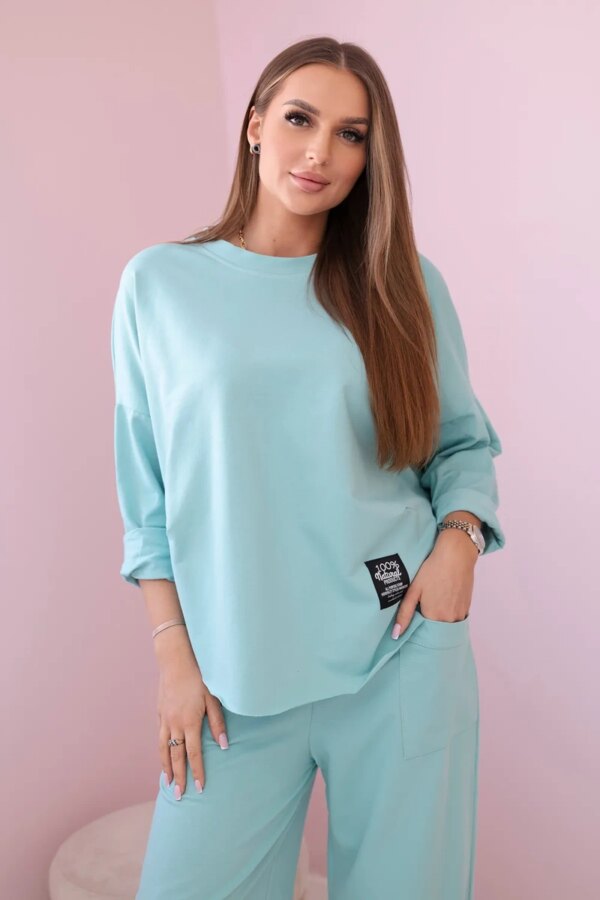 Cotton sweatshirt trouser set mint