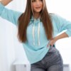Cotton sweatshirt with mint hood