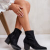Cowgirl ankle boots on heel made of eco suede black Arabelline