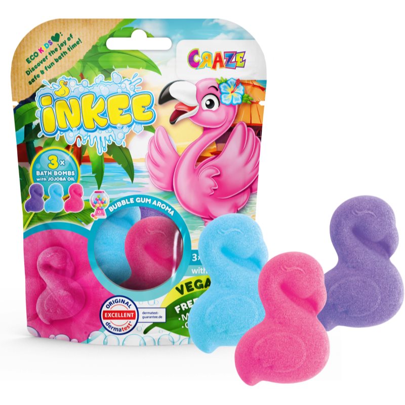 Craze INKEE Flamingo fürdőgolyó gyermekeknek 3x55 g
