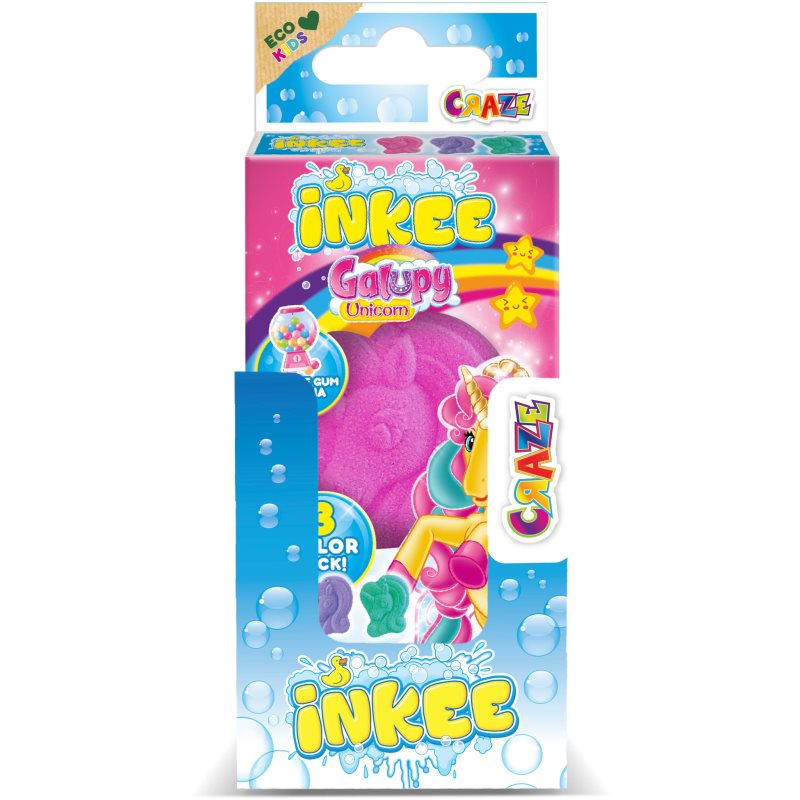 Craze INKEE Galupy Unicorn fürdőgolyó gyermekeknek 3x15 g