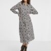 Cream-Black Women's Patterned Shirt Dress VILA Daca - Women