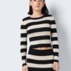Cream-Black Women's Striped Sweater Sweater Noisy May Jaz - Women