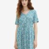 Cream-Blue Ladies Patterned Dress Tom Tailor - Women
