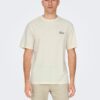 Cream Men's T-Shirt with Printed Back ONLY & SONS Jp - Men