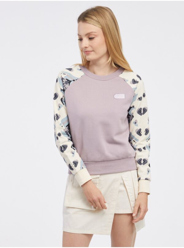 Cream-Purple Women Patterned Sweatshirt Picture Blayr - Women