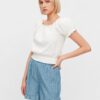 Cream Short Blouse Pieces Leaf - Ladies