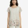 Cream Women's Patterned T-Shirt Desigual TS Norte - Women