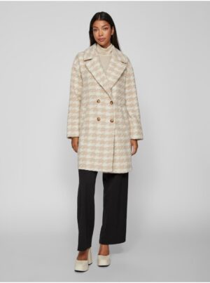 Cream-beige women's patterned coat VILA Vilunes - Women