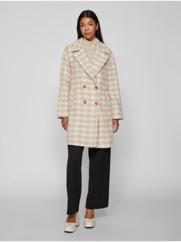 Cream-beige women's patterned coat VILA Vilunes - Women