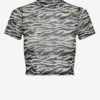 Cream-black women's patterned top ONLY Llamas