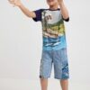 Cream-blue boys patterned T-Shirt Desigual Aguacate - Boys