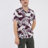 Cream-burgundy men's flowered polo shirt LERROS - Men