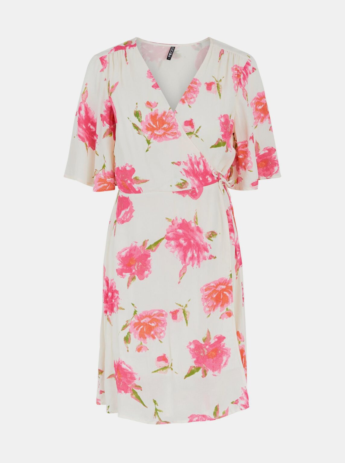 Cream floral wrap dress Pieces Tianna - Women's