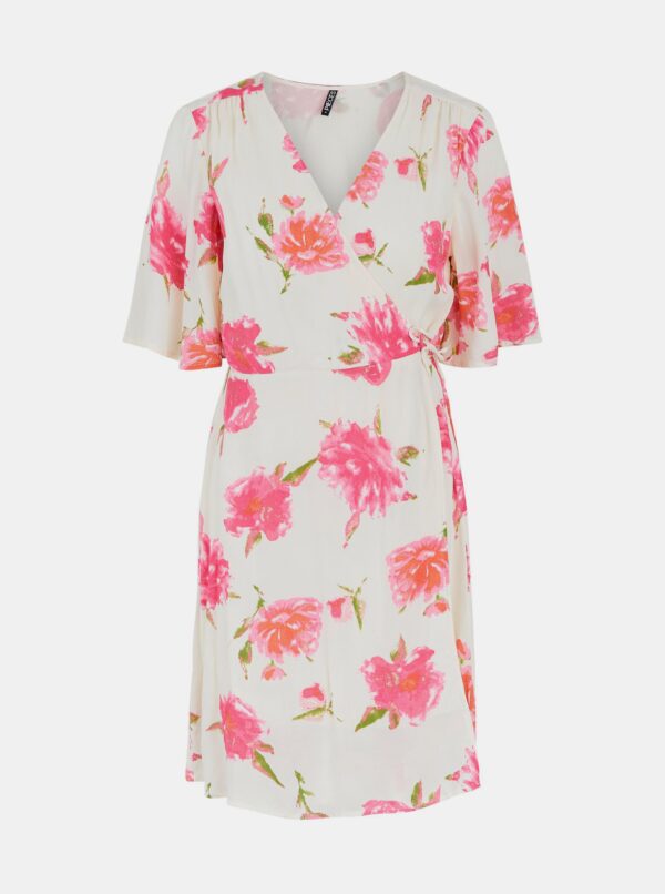 Cream floral wrap dress Pieces Tianna - Women's