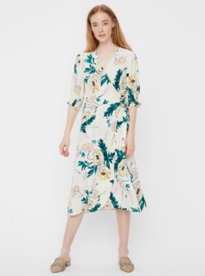 Cream floral wrap midi dress VERO MODA Oline - Women's