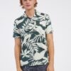 Cream-green men's flowered polo shirt LERROS - Men
