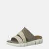 Cream-grey Tamaris Leather Slippers - Women