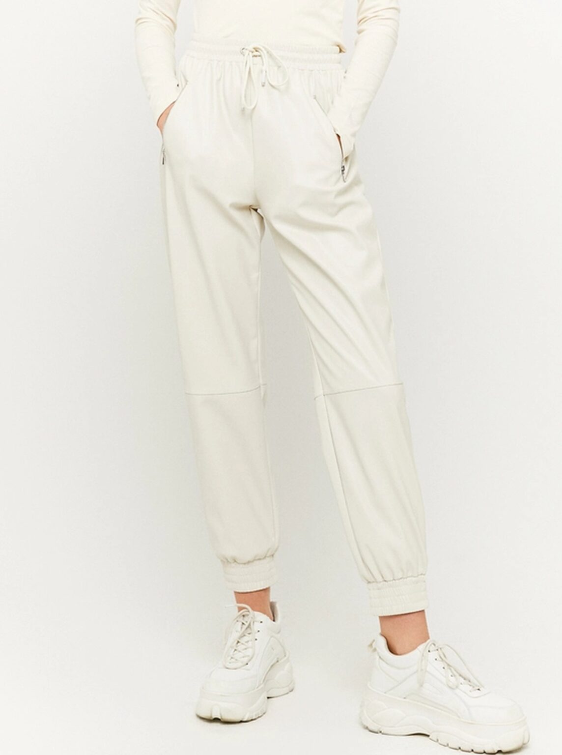 Cream leatherette pants TALLY WEiJL - Women