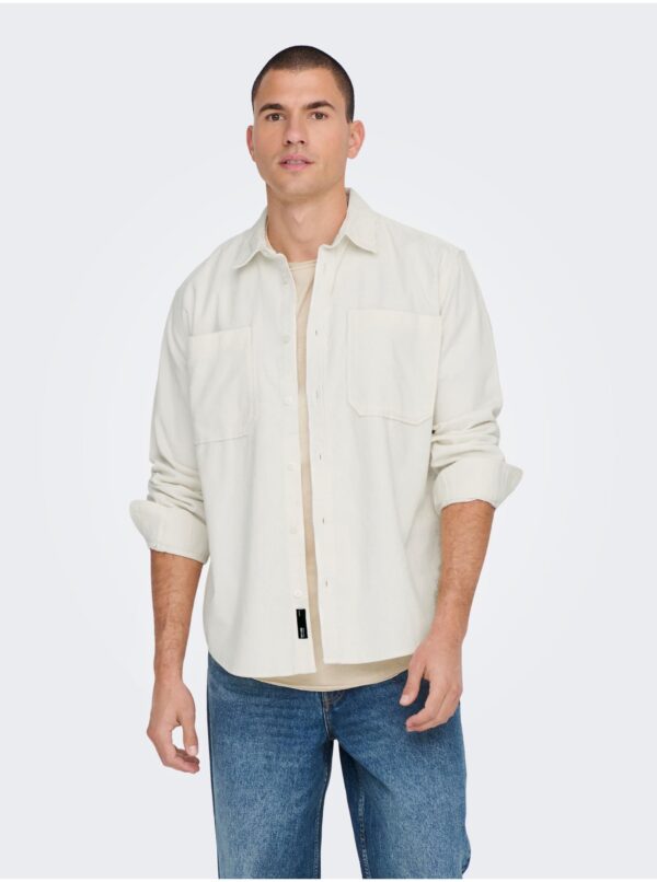 Cream men's corduroy outer shirt ONLY & SONS Alp - Men's