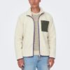 Cream men's faux fur jacket ONLY & SONS Dallas - Men