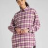 Cream-pink women's checkered shirt jacket with wool Lee - Ladies