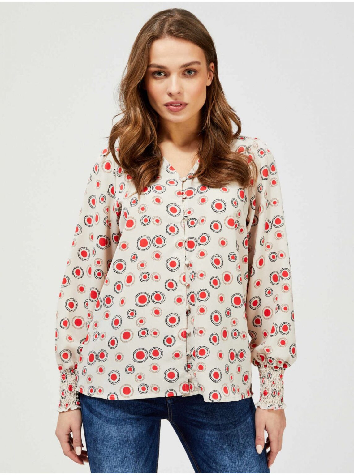 Cream shirt with Moodo pattern - Women's