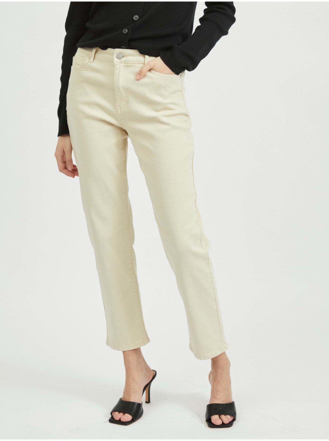 Cream straight fit cropped jeans VILA Sommer - Ladies