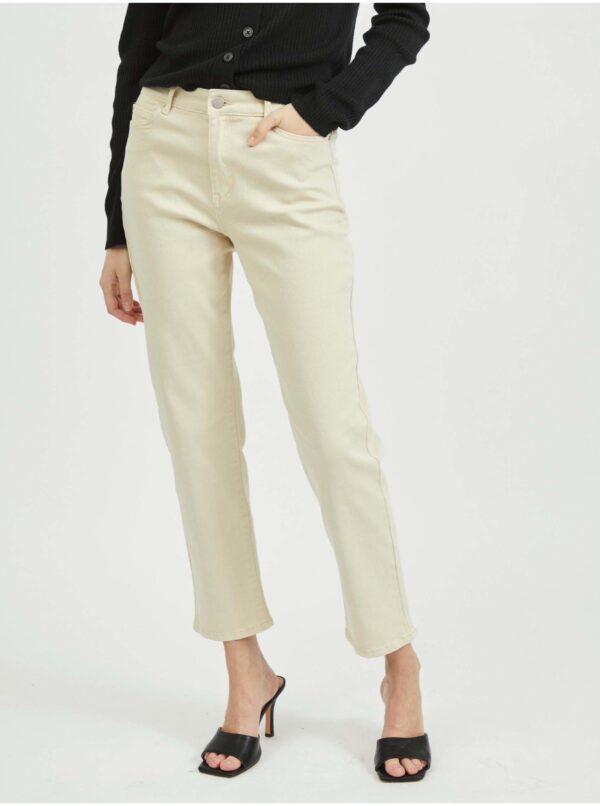 Cream straight fit cropped jeans VILA Sommer - Ladies