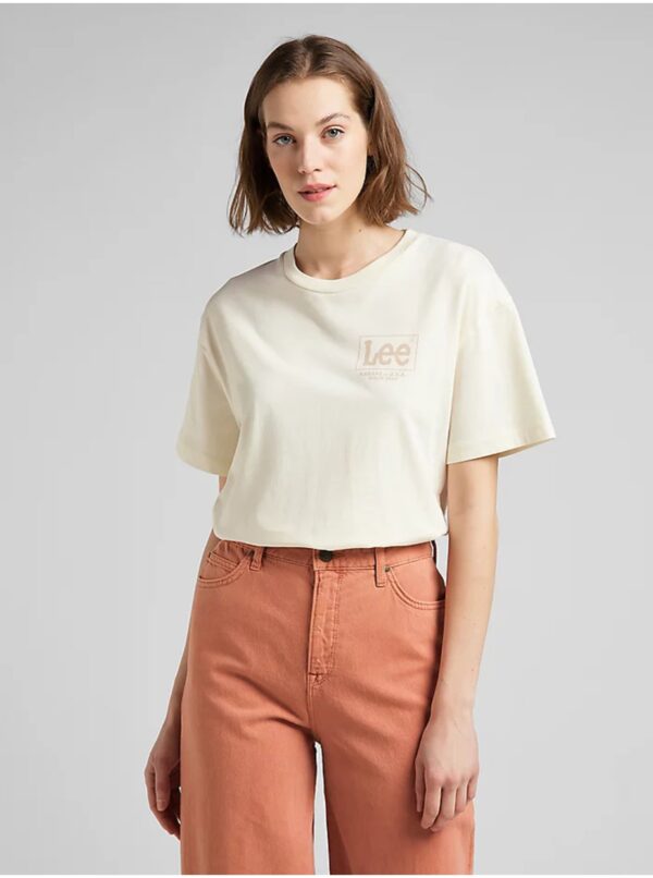 Cream women's T-shirt with Lee print - Women's