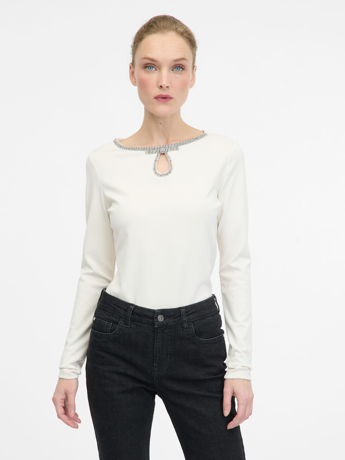 Cream women's blouse with long sleeves ORSAY - Ladies