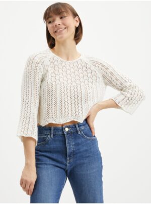 Cream women's cropped sweater ONLY Nola - Women's
