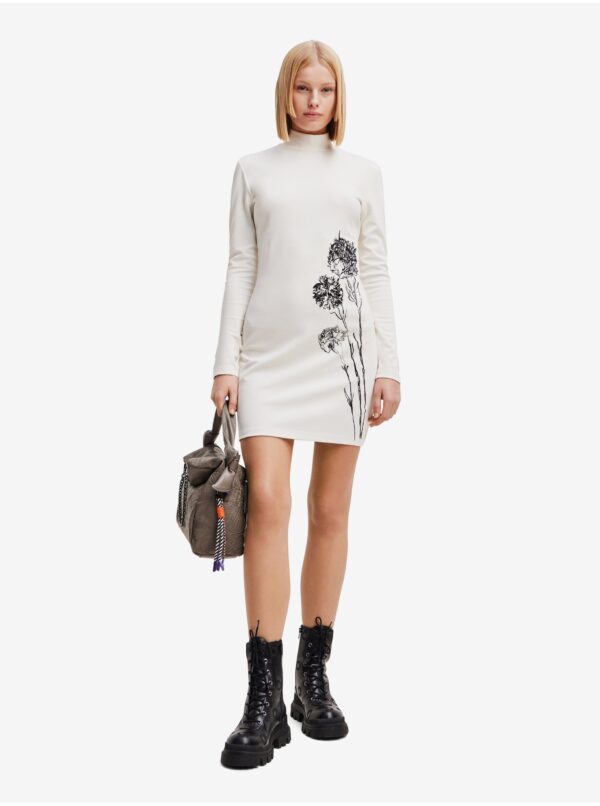 Cream women's floral dress Desigual Jonquera - Lacroix - Women's